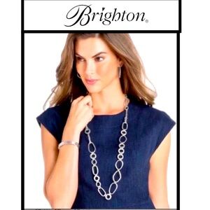 BRIGHTON - RETIRED & RARE - LONG PEBBLE LINK NECKLACE SILVER PLATED